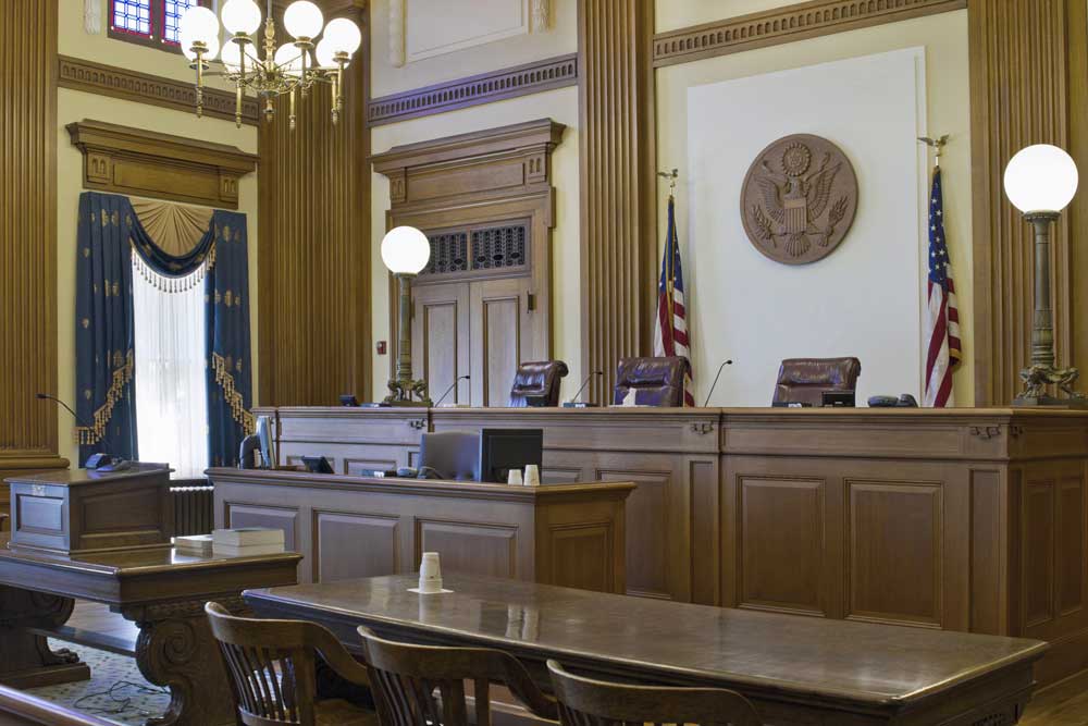 A view of an appeals courtroom